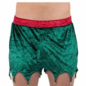 Max Deco XLl green velvet Elf boxers holiday boxer shorts whith jingle bells